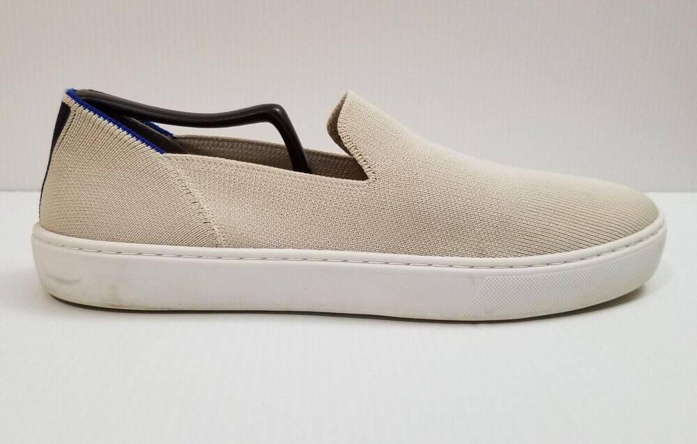 Rothys Size 10 Women’s The Original Slip On Sneakers Sand Ivory Knit Shoes EUC